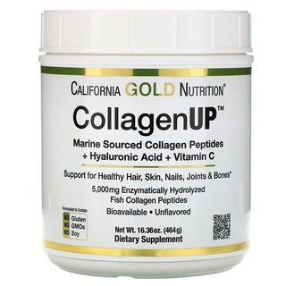 สินค้า California Gold Nutrition, CollagenUP, Marine Hydrolyzed Collagen + Hyaluronic Acid + Vitamin C, Unflavored, 16.36 oz.
