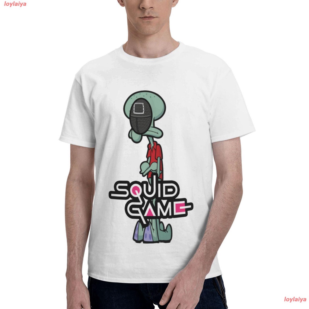 loylaiya-สควิดเกม-เล่นลุ้นตาย-ละครเกาหลี-เกาหลีใต้-squidward-game-t-shirt-tshirts-cotton-mens-basic-short-sleeve-t-shir
