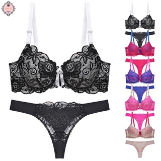 Women Lace Push Up Bra  And Thong Sexy Lingerie Set Underwear Size 36-42 B C Cup