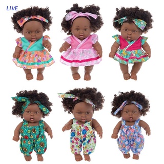 Live ของเล่นตุ๊กตาเด็กทารกซิลิโคนไวนิลสีดําขนาด 20 ซม
