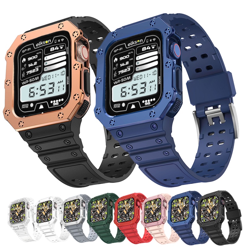 ภาพหน้าปกสินค้าสายนาฬิกา + เคส สําหรับ iwatch 7 6 SE 5 4 3 สายซิลิโคนใส สาย iwatch 40 มม. 44 มม. 42 มม. 41 มม. 45 มม. ฝาครอบกันชนป้องกัน