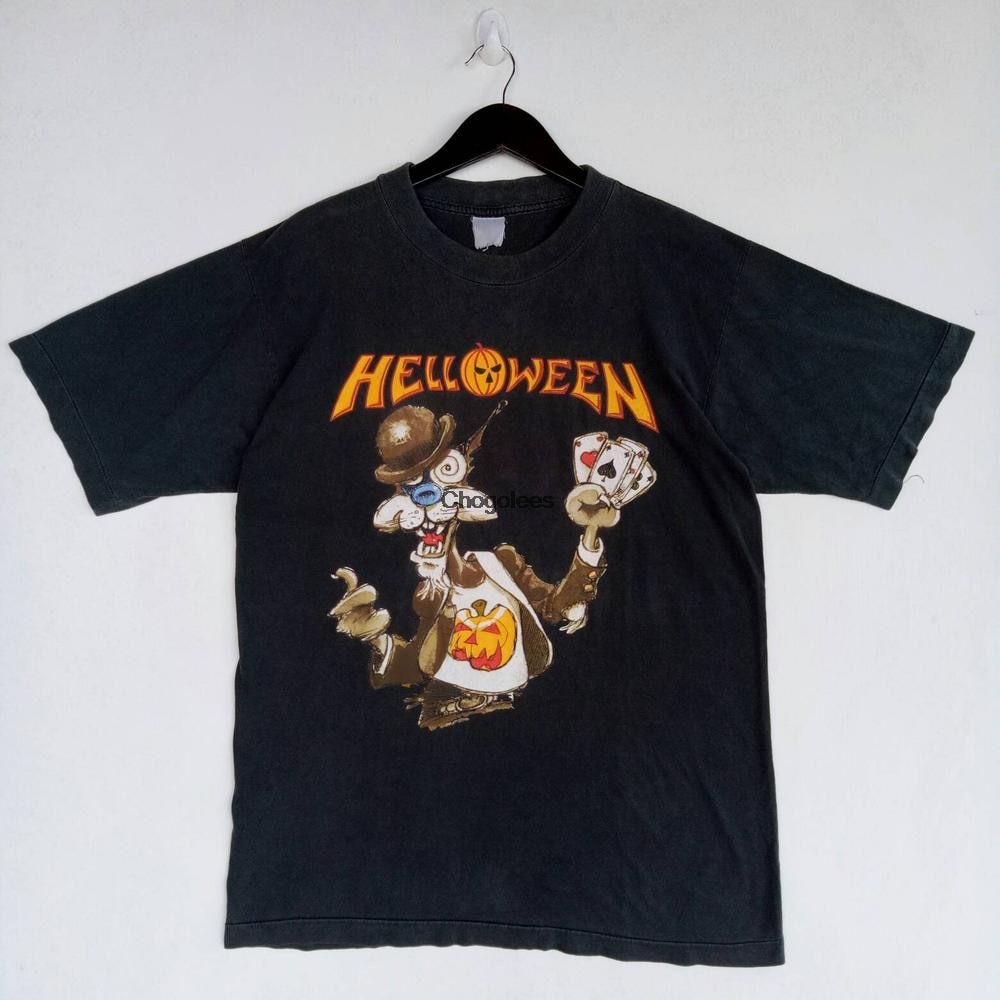 roundคอลูกเรือneckใหม่-เสื้อยืดลําลอง-แขนสั้น-พิมพ์ลาย-helloween-power-metal-band-tour-tee-ekmlng29hbngnm15-สไตล์วินเทจ