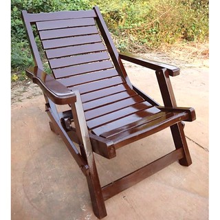 Sukthong@เเพร่ เก้าอี้พักผ่อนไม้สักทอง ขนาด กxยxส 65x100x70 ซม. ปรับนอนได้ เก้าอี้ปรับเอนนอน 2 ระดับ นั่ง-นอน สีสักโอ๊ค