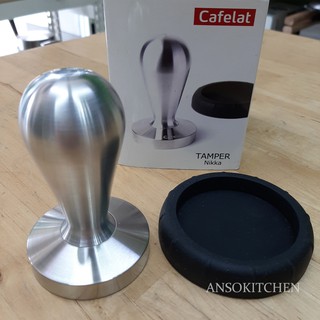 Cafelat Nikka Tamper - 58mm Flat / Aluminium แทมเปอร์ ที่กดกาแฟ ยี่ห้อ Cafelat (แบรนด์ UK) พร้อมยางรองแทมเปอร์สีดำ