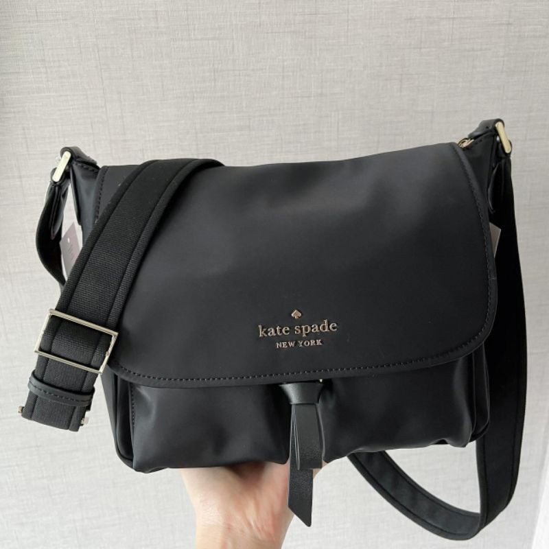 KATE SPADE Flap Messenger Bag In Black (WKR00297) | Shopee Thailand