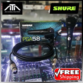 ไมโครโฟน SHURE รุ่น PGA58LC + พร้อมสายไมค์  (แท้ รับประกัน บ.มหาจักรฯ)  ไมค์ สำหรับร้อง/พูด ไมค์สาย ไมโครโฟน ชัวร์ MIC M