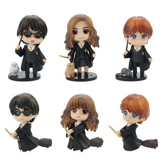 ฟิกเกอร์ Harry Potter Hermione Ron Weasley สําหรับตกแต่งบ้าน 6 ชิ้น