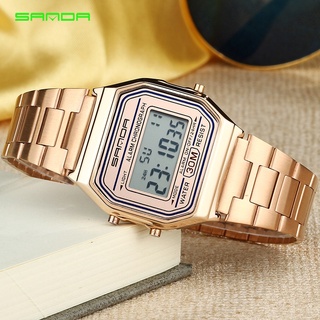 SANDA Gold Mens Watches Top Brand Luxury LED Digital Watch Men Fashion Waterproof Rose Golden Clock Relogio Masculino S