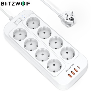 Blitzwolf® Bw-pc2 รางปลั๊กไฟ 2500W USB ชาร์จเร็วมาก ซ็อกเก็ต 8 พอร์ต