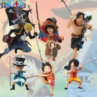 สินค้า โมเดลวันพีช One Piece Luffy Ace Sabo Running Brothers Childhood PVC Figure Onepiece Straw Hat มังกี้ ดี ลูฟี่ ซาโบ้ เอส Child