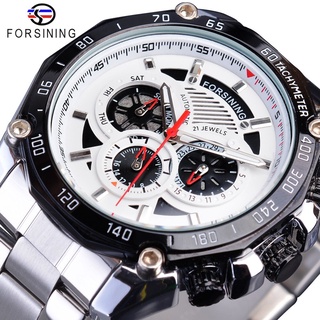Forsining 2019 Military Silver Clock Steampunk Series Complete Calendar Men Sport Mechanical Automatic Watches Top Brand