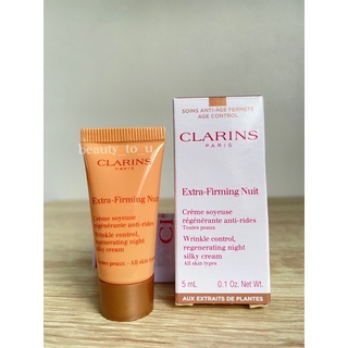 Clarins extra firming Nuit night cream 5ml. ครีมบำรุงผิว สูตรกลางคืน ลดเลือนริ้วรอยแห่งวัย ยกกระชับผิว