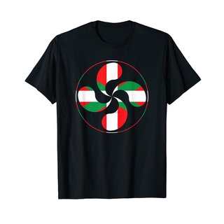 T-shirt  เสื้อยืด พิมพ์ลาย Basque Lauburu Country Cross Ikurrina Euskal Herria Eu Spain สําหรับผู้ชายS-5XL