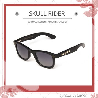 แว่นกันแดด Skull Rider Spike Collection : Polish Black/Grey