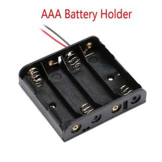 กล่องพลาสติกเก็บแบตเตอรี่ AAA พร้อมสายไฟ สําหรับแบตเตอรี่ AAA 1.5V 4 ช่อง