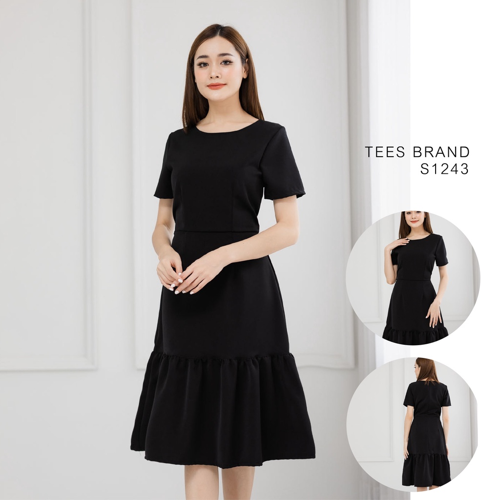 teesbrand-ชุดทำงานสีดำ-p1243-ทรงหางปลา-คอกลม-แขนสั้น