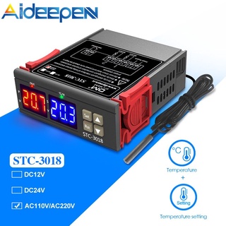 Aideepen AC 110-220V เครื่องควบคุมอุณหภูมิดิจิทัล STC-3018 เทอร์โมสตัท โพรบเซนเซอร์ NTC สําหรับการปรับปรุงบ้าน