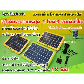 Solar cell แผงโซล่าเซลล์ 18W สำหรับชาร์จแบตเตอรี่ โทรศัพท์ ไอเพด ทุกชนิด 5 โวลต์ 3 แอมป์ 2 ช่องชาร์จ usb