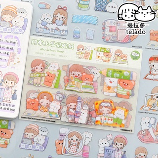 สติ๊กเกอร์กันน้ำ Telado PET สาวน่ารัก ๆ กำลังไปโรงเรียน เคสโทรศัพท์มือถือ ถ้วยน้ำ สติ๊กเกอร์ตกแต่งสร้างสรรค์