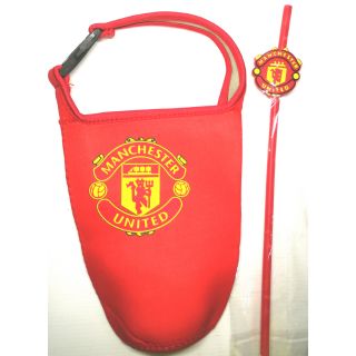 ถุงหิ้วแก้วเยติพร้อมหลอดลาย แมนยู Manchester united สีแดง ถุงแก้วเยติ ขนาด 30ออนซ์