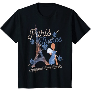 เสื้อยืดผ้าฝ้ายพรีเมี่ยม เสื้อยืด พิมพ์ลาย Disney Pixar Ratouille Remy Paris France สําหรับผู้ชาย