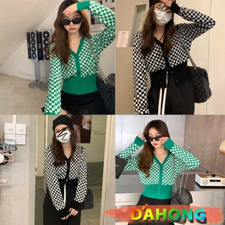 Dahong 💖 พร้อมส่ง เสื้อคลุมกันหนาวผู้หญิง เสื้อคลุมคาร์ดิแกน เนื้อผ้าหนานุ่ม สไตส์เกาหลี เสื้อไหมพรมแขนยาว2 สี28043