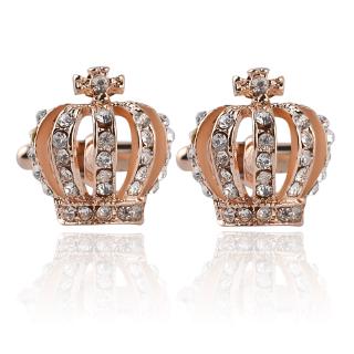 Hot Selling Fashion Elegant Lady Full Diamond Metal Crown Cufflinks French Cufflinks Wholesale Wedding Party Gift