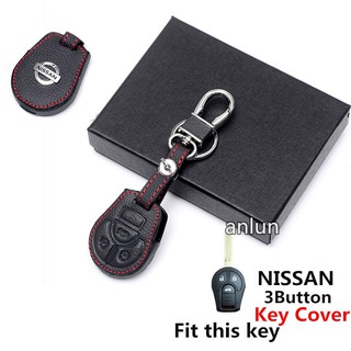 【Ready stock】เคสกุญแจรีโมทรถยนต์หนัง 3 ปุ่มสําหรับ nissan navara almera march