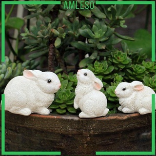 ตุ๊กตากระต่ายน่ารัก 3 ชิ้นงานฝีมือเรซิ่นรูปปั้นกระต่ายสำหรับโต๊ะทำงานกระต่ายอีสเตอร์ขนาดเล็กตกแต่งหัตถกรรมบ้านเดสก์ท็อปอุปกรณ์ตกแต่งสวน 2023