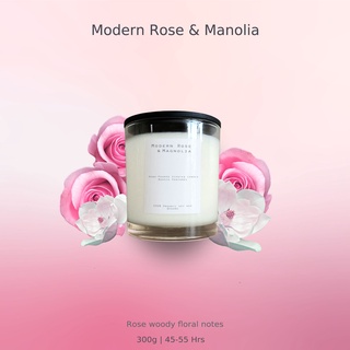 เทียนน้ำหอมกลิ่น โคลเอ โบว์ชมพู Rose and Magnolia 300g / 10.14 oz  Double wicks candle