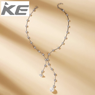 Popular Jewelry Diamond Pearl Single Necklace Geometric Simple Necklace for girls for women l
