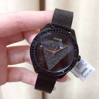 (ผ่อน0%) นาฬิกา Guess W1142l3 Quartz Watches Analog Round Dial Inlaid Crystal Imitation Mesh Strap สายสีดำ