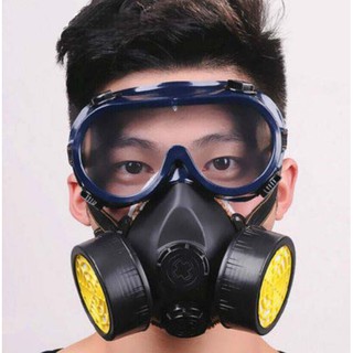 ♚✖❆ส่งด่วนจากไทย หน้ากากกันสารเคมี ไส้กรองคู่ พร้อมแว่นตา Gass mask หน้ากากแก๊สผลิตภัณฑ์สำหรับเด็กmask กันฝุ่น🎁🎀✨🎗🎈