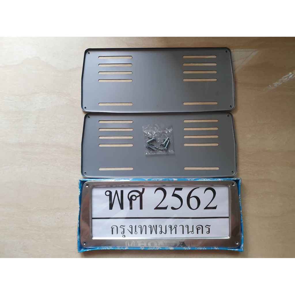 ขอบป้ายทะเบียน-สแตนเลส100-ลายฮอนด้า-ราคาคู่ล่ะ-210-บาท