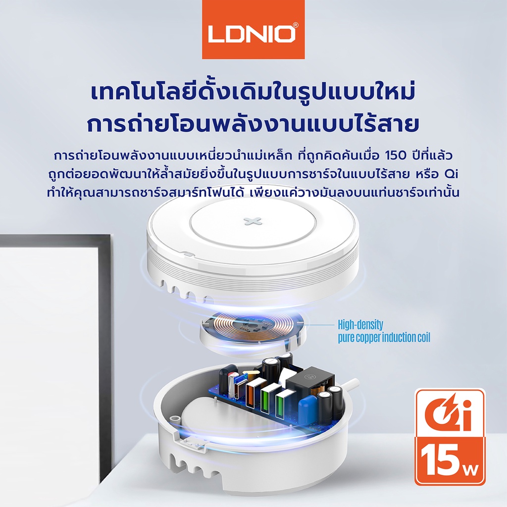 ldnio-แท่นชาร์จไวเลสชาร์จ-แท่นชาร์จมือถือ-wireless-charger-32w-qc3-0-pd-ชาร์จเร็ว-2-usb-สายไฟยาว1-5เมตร