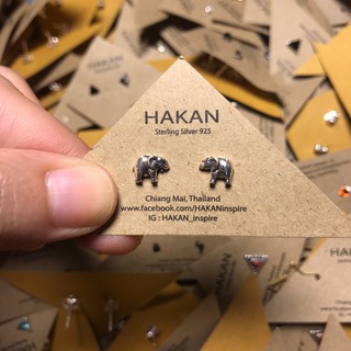 ต่างหู ตุ้มหูเงินแท้ 92.5 ช้าง #10 Elephant  Real Silver Sterling Earring