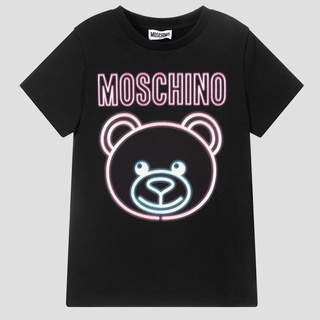 Moschinos ใหม่ เสื้อยืดคอกลม แขนสั้น พิมพ์ลายโลโก้หัวหมี สีพื้น คลาสสิก เข้ากับทุกการแต่งกาย
