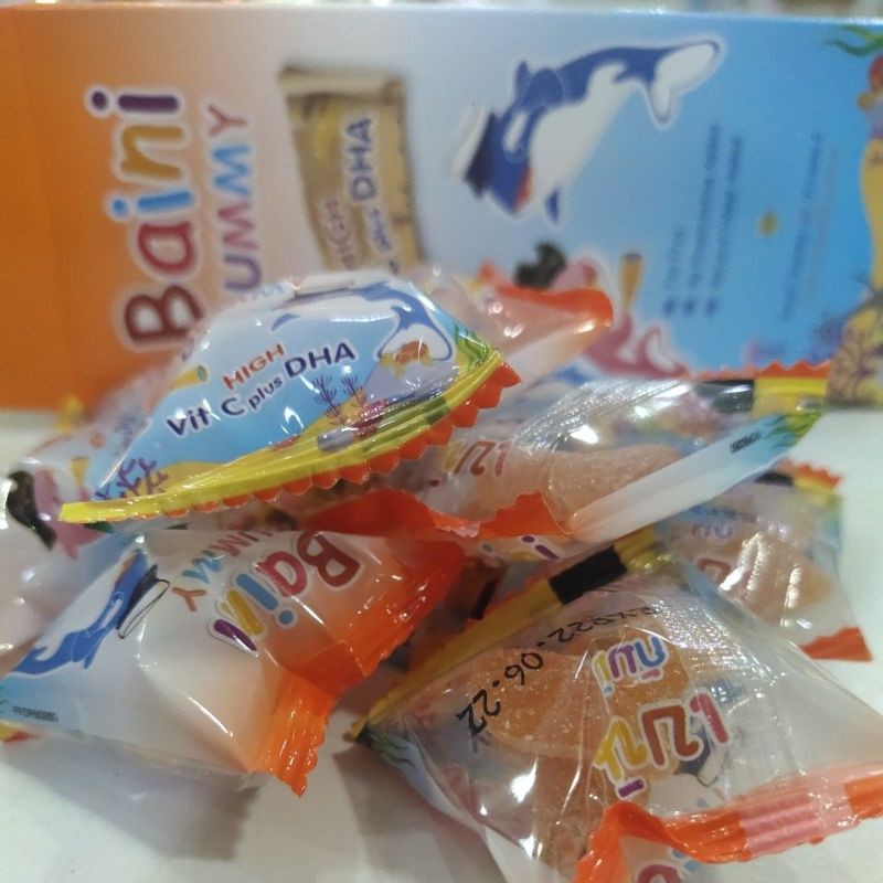 พร้อมส่ง-เบน-กัมมี่-วิตามินซีผสมดีเอชเอ-bain-gummies-108-gm-48-ชิ้น