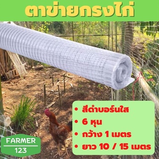 ตาข่ายกันนก สีบรอน์ 6 หุน กว้าง 1 เมตร ยาว 10 / 15 เมตร ตาข่ายกรงไก่ ตาข่ายกันไก่ คุณภาพรับประกัน Farmer_123