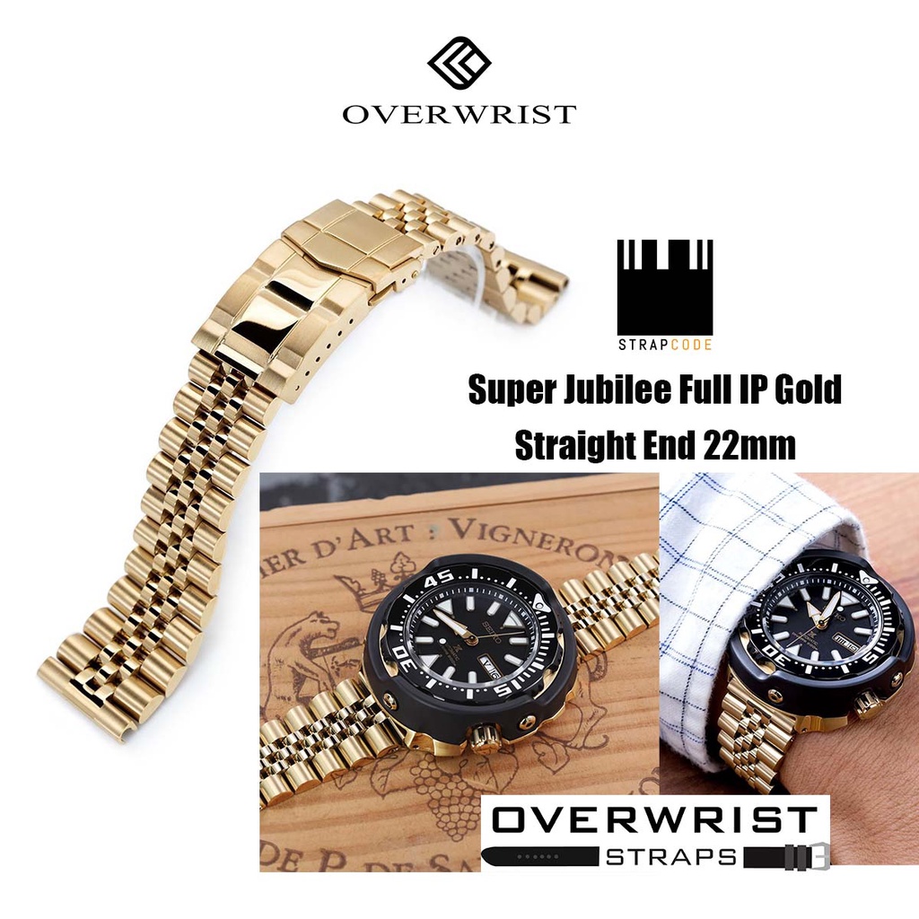 สายนาฬิกา strapcode Super Jubilee Full IP Gold 22mm Shopee Thailand