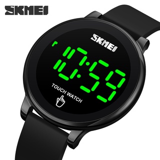 Skmei นาฬิกาข้อมือดิจิทัล อิเล็กทรอนิกส์ สายซิลิโคน กันน้ํา มีไฟ LED แสดงวันที่อัตโนมัติ แฟชั่นสําหรับผู้ชาย