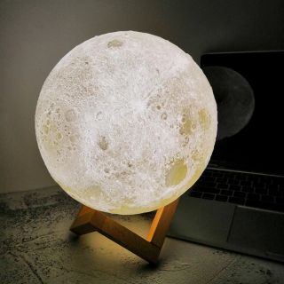 โคมไฟ 3D Moon Light 12 - 20 ซ.ม. ไฟ LED ทรงดวงจันทร์ 3 มิติชาร์ตได้ประดับห้อง โต๊ะทำงาน ห้องนอนเด็ก หรือซื้อเป็นของขวัญ