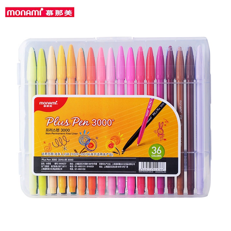 monami-plus-pen-3000-สีน้ํา-12-24-36-สี-ปากกาเจล-0-3-มม-หัวไฟเบอร์-สําหรับโรงเรียน-เขียน-วาดภาพ-ร่างภาพ
