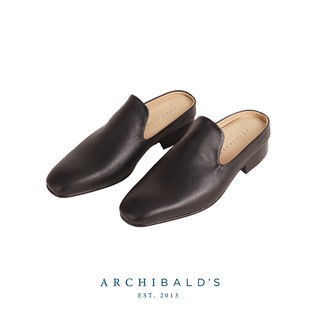รองเท้า - Archibalds รุ่น Nyx Slippers - Archibalds รองเท้าหนังแท้เรียบ เปิดส้น สีดำ