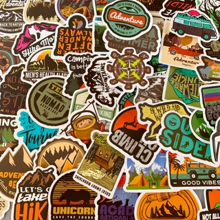 50 ชิ้น Camping outdoor travel การตั้งแคมป์ adventure สติกเกอร์กันน้ำรูปแบบที่แตกต่างกัน  สเก็ตบอร์ด sticker