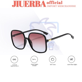 (JIUERBA) COD แว่นตากันแดดทรงสี่เหลี่ยมสไตล์เกาหลีแฟชั่นผู้หญิงคลาสสิกแว่นตากันแดด UV เต็มกรอบ