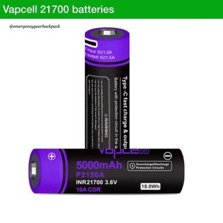 ภาพหน้าปกสินค้าVapcell P2150A INR21700 5000mAh 3.6V 18Wh 10A USB Type-C Rechargeable Battery ที่เกี่ยวข้อง