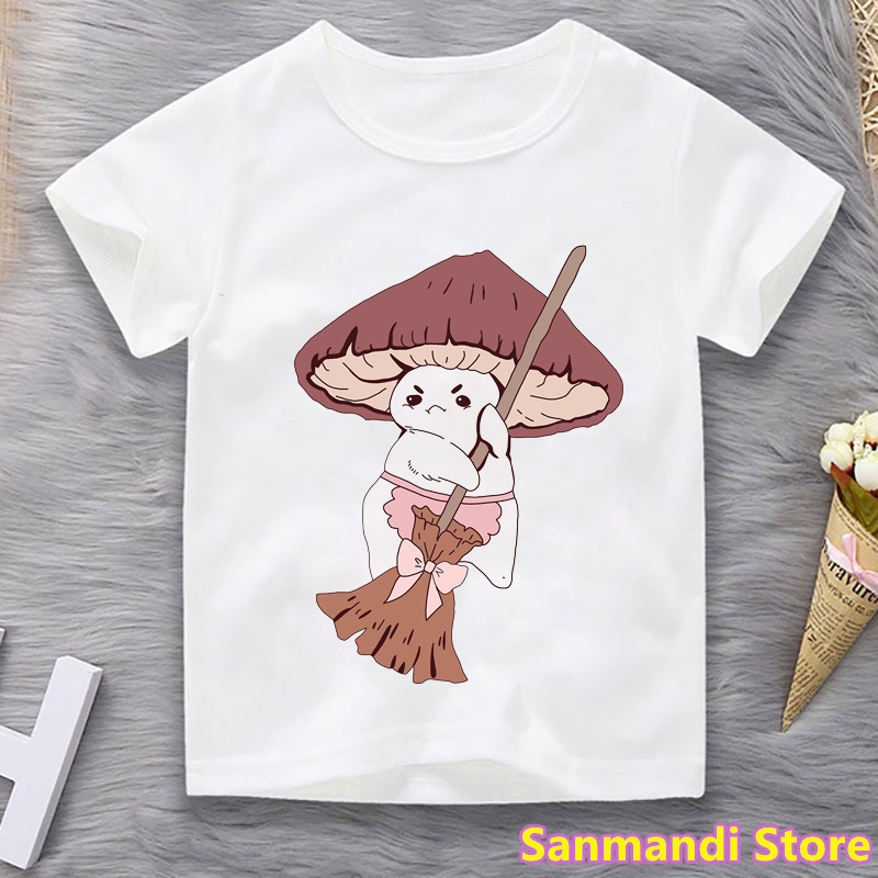 เสื้อยืด-kawaii-mushroom-frog-snail-print-t-shirt-girls-boys-childrens-clothing-tshirt-summer-fashion-short-sleeve