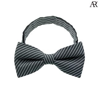 ANGELINO RUFOLO Bow Tie ผ้าไหมทอผสมคอตตอนคุณภาพเยี่ยม โบว์หูกระต่ายผู้ชาย ดีไซน์ Pinstripe สีเทาเข้ม/สีแดง/สีกรมท่า