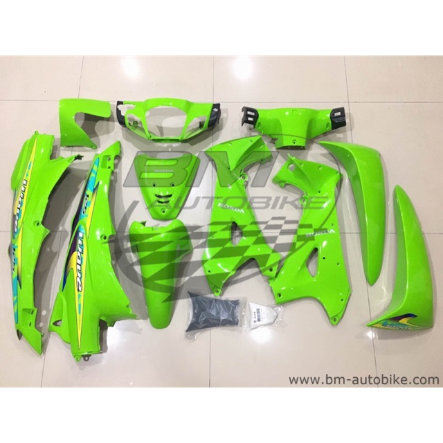 ชุดสี-wave-125-s-สีเขียว134ล้วน-หน้ากากหลัง-อกไก่-เวฟ-เฟรมรถ-กรอบรถ-กาบรถ-เปลือกรถ